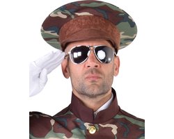 Magic By Freddy's - Generaal Kostuum - Generaal Pief Paf Leger Pet - Groen, Bruin - Carnavalskleding - Verkleedkleding