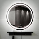 X-quizz Nimes 60cm dimbare ronde led spiegel met spiegelverwarming en een klok ZWART