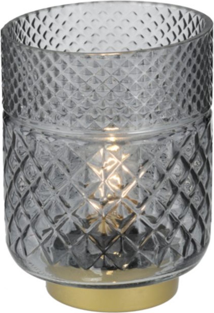 LED-lamp Cristal – Grijs/Blauw – H17 cm – Werkt op batterijen (incl. lamp)