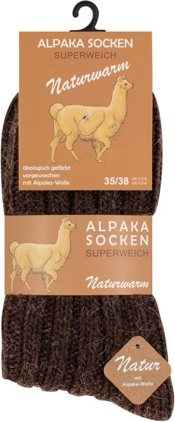 Without Lemon - Set van 2 Paar- Alpaca Wol - Noorse Gebreide Sokken - Warm - Winter - Bruin & Beige - Unisex - Maat: 43/46