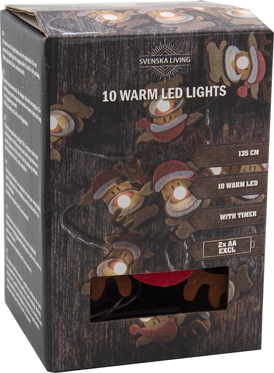 LED verlichting vilten rendieren x10 lamps warm LED excl. batterije...
