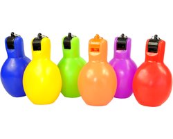 MDsport - knijpfluit set van 6 - 6 kleuren - handfluit - knijpfluitjes