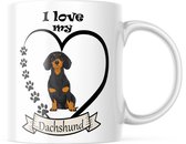 Dog Lover Mok met tekst: I love my dachshund zwart | Honden Liefhebber | Honden Spreuk | Cadeau | Grappige mok | Koffiemok | Koffiebeker | Theemok | Theebeker