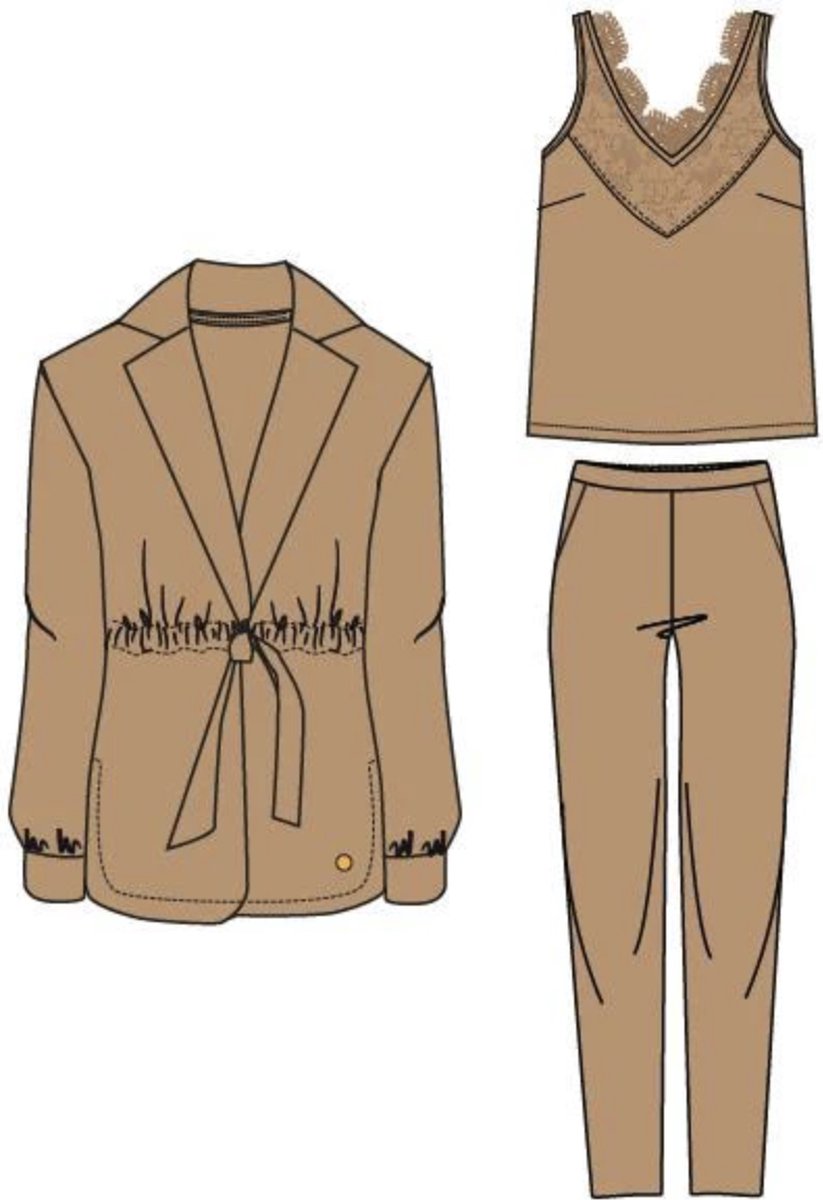 Lange, 2-delige pyjama met broek nachthemd - 2-delig - Grijs - Dame - 20.00