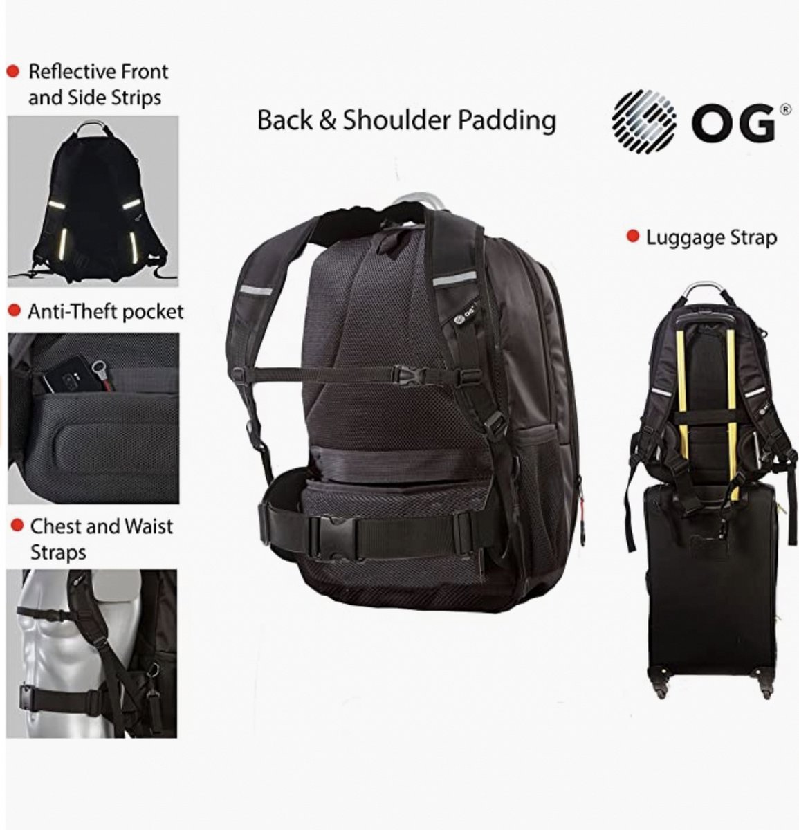 OG Original GetAway Sac à dos moto étanche, homme, rigide, grande