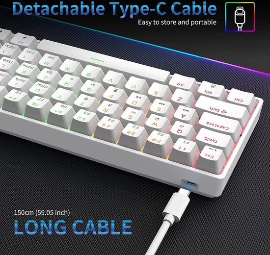 DIERYA DK61se - QWERTY - Clavier Gaming Mécanique - RGB - Gateron Red  Switch - Couleur