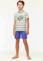 Woody pyjama jongens/heren - multicolor gestreept - toekan - 231-1-PSS-S/908 - maat 164