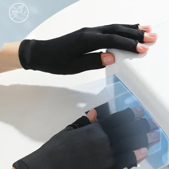 Gants de manucure de protection UV EPC ® - Acryl - Vernis gel - LED - Lampe à ongles - Gant Art d'ongle sans doigts - 1 paire - Zwart