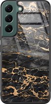 Casimoda® hoesje - Geschikt voor Samsung Galaxy S22+ - Marmer Grijs Brons - Luxe Hard Case Zwart - Backcover telefoonhoesje - Grijs