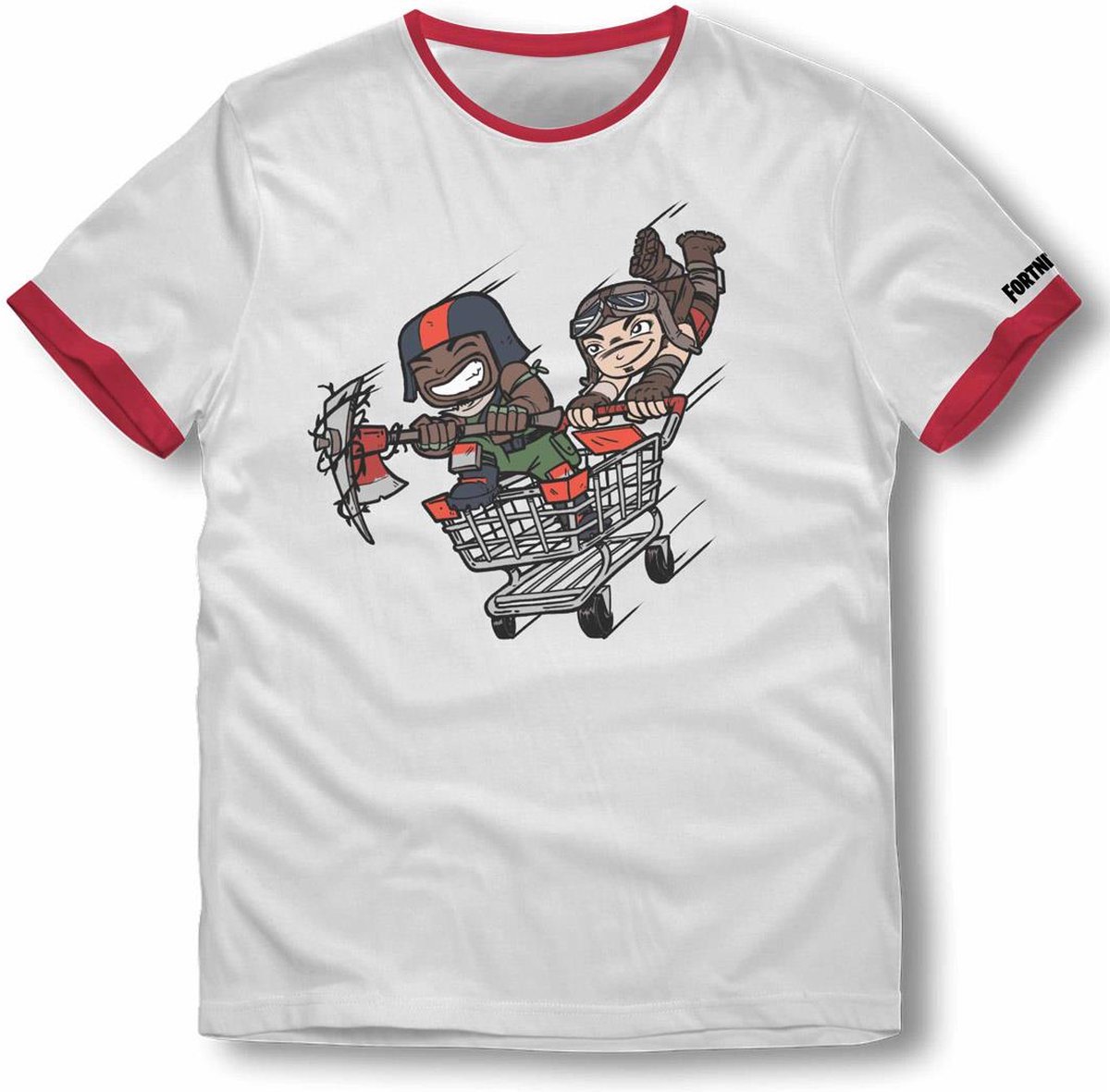 Fortnite - Shopping Trolley Wit T-Shirt Kinderen - 14 Jaar
