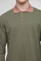 Web Blouse Comfy Polo Shirt Manches Longues Blauw - 3XL
