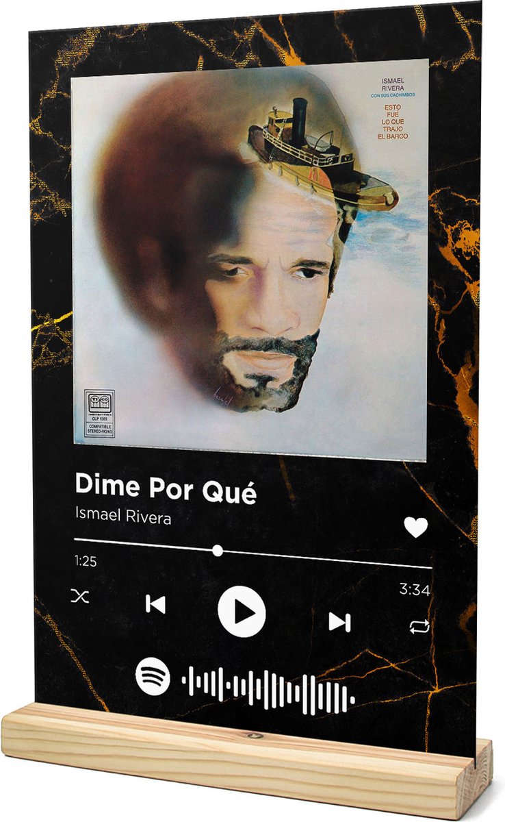 Songr Spotify Muziek Bordje - Dime Por Qué - Ismael Rivera - 20x30 - Zwart  Goud -... | bol.com