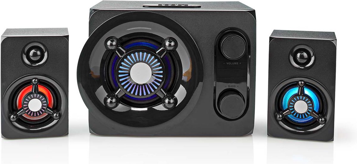 Nedis Gaming Speaker - Speaker-kanalen: 2.1 - Netvoeding - 35 mm Male - 75 W - LED - Volumebediening