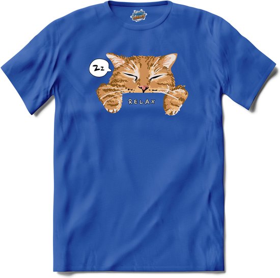 Relax Cat | Katten - Kat - Cats - T-Shirt - Unisex - Royal Blue - Maat S