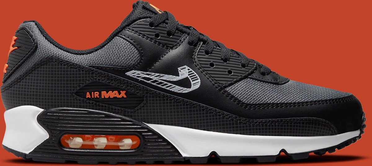 Nike Air Max 90 3D Swoosh - Sneakers - Unisex - Maat 46 - Black/Grey/Orange  | bol.com