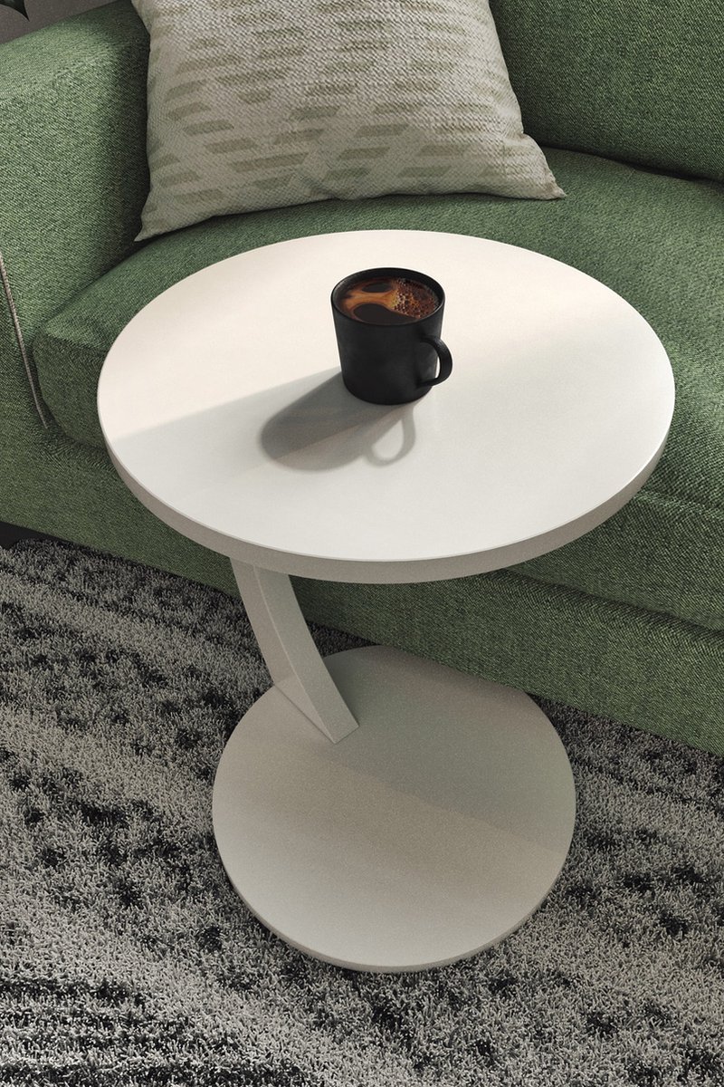 Wiel C Tafel, Banktafel, 17-03, Bijzettafel, Nesttafel, Servicetafel, Wit