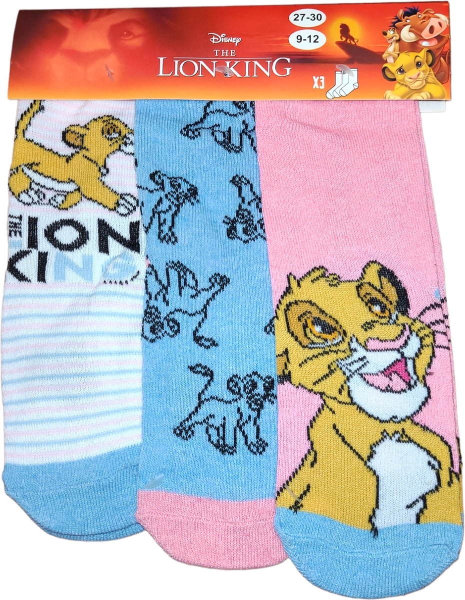 Lion King - sokken The Lion King - meisjes - 3 paar - maat 23/26