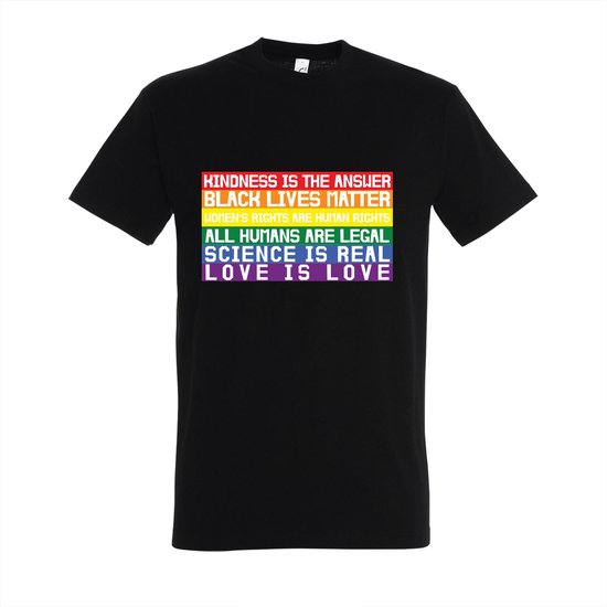 T-shirt Love is love - Zwart T-shirt - Maat XXL - T-shirt met print - T-shirt heren - T-shirt dames