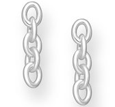Joy|S - Zilveren oorbellen - massief - link chain schakel - 5 mm x 23 mm - zilver - oorhangers stud