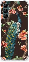 Smartphone hoesje Geschikt voor Samsung Galaxy A14 5G Beschermhoesje met transparante rand Pauw met Bloemen