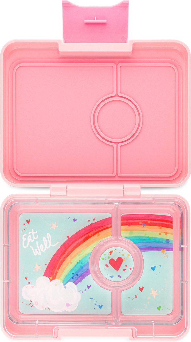 Yumbox Snack - lekvrije Bento box lunchbox - 3 vakken - Coco roze / Rainbow tray