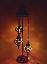 Turkse Lamp - Vloerlamp - Mozaïek Lamp - Marokkaanse Lamp - Oosters Lamp - ZENIQUE - Authentiek - Handgemaakt - Bruin - 3 bollen