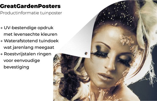 Posters de jardin extérieur Femme - Or - Cheveux - 60x90 cm - Toile de jardin - Affiche extérieure