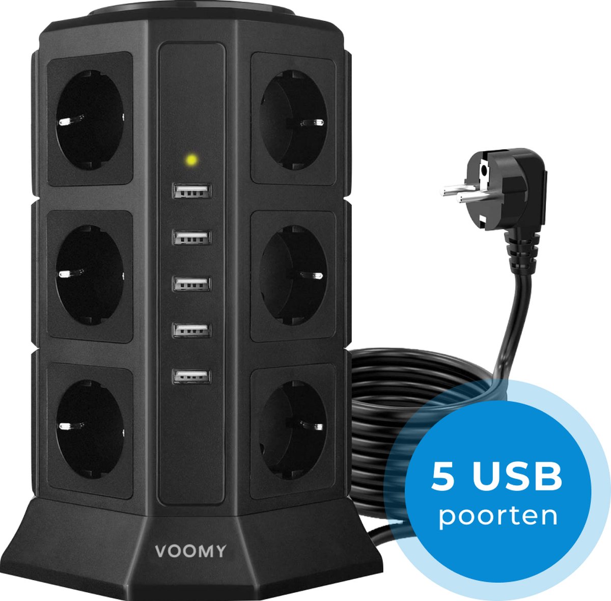 comfort Bijdrage mannetje Voomy XL Stekkerdoos met Schakelaar - 5 USB Laders - 12 Stopcontacten |  bol.com