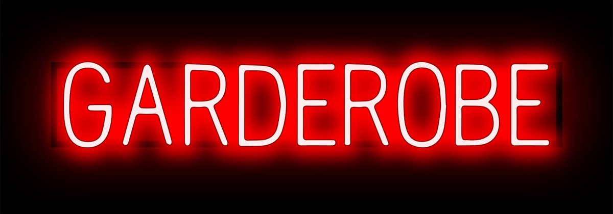 GARDEROBE - Lichtreclame Neon LED bord verlicht | SpellBrite | 89,21 x 16 cm | 6 Dimstanden & 8 Lichtanimaties | Reclamebord neon verlichting
