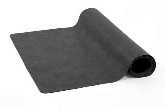 Chemin de table TROJA - cuir vegan - 44x145 cm, zwart