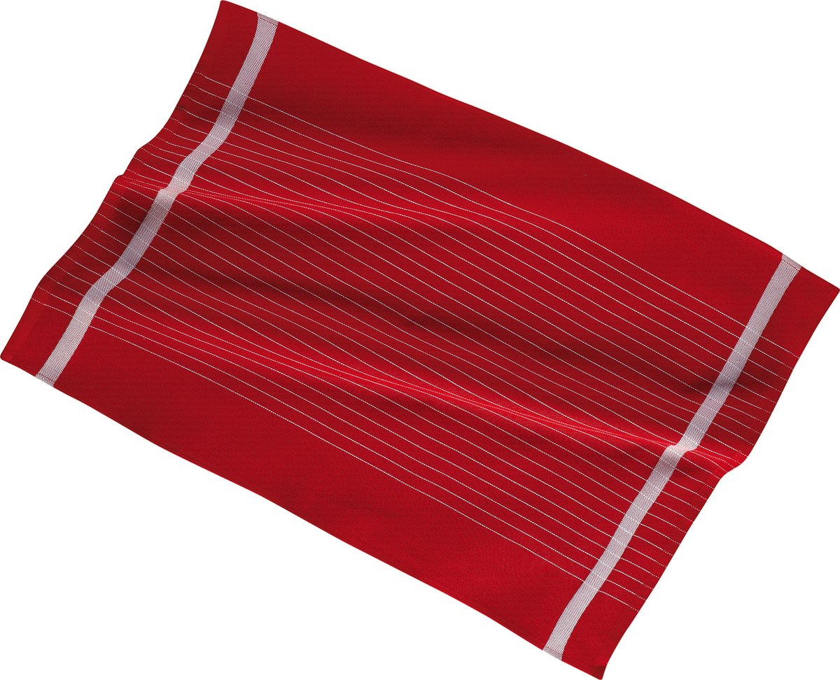 Keukenhanddoek 50x70cm, set3,stripe coloured center, red