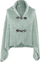 Poncho COSY Teddy sherpa BI-TONE - 75x150cm, sage green