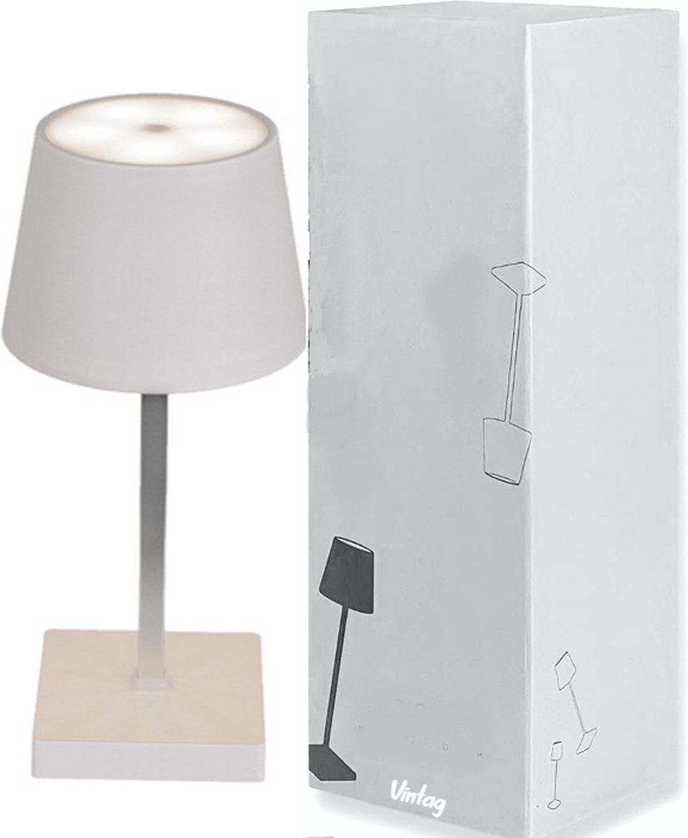 Oplaadbare Tafellamp - Dimbaar - Modern - Draadloos - Aluminium - incl kabel - Wit - Stijlvol