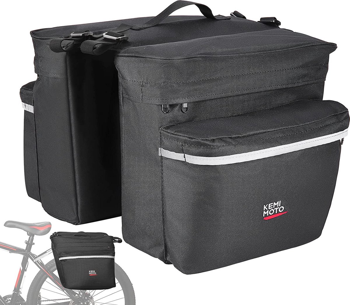 Fietstas voor bagagedrager, bagagedragertas voor fiets (30 l), waterafstotende fietstas achter, fietstassenset voor e-bikes, lange fietstochten