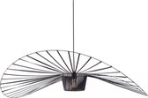 Retro Hanglamp Vertigo Kroonluchter, Glasvezel Vezel Doek Hoed Ontwerp Moderne Woonkamer Keuken Badkamer Decoratieve Verlichting, E27 Zwart 120cm
