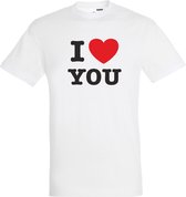 T-shirt I Love You | valentijn cadeautje voor hem haar | valentijn | valentijnsdag cadeau | Wit | maat XS