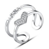 Ring dames | zilveren dames ring | 925 zilver plated | Zirkonia ring | love ring | dubbele ring dames | cadeau voor vrouw | liefdescadeau | valentijn | valentijnscadeautje