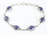 Fijne bewerkte zilveren armband met lapis lazuli