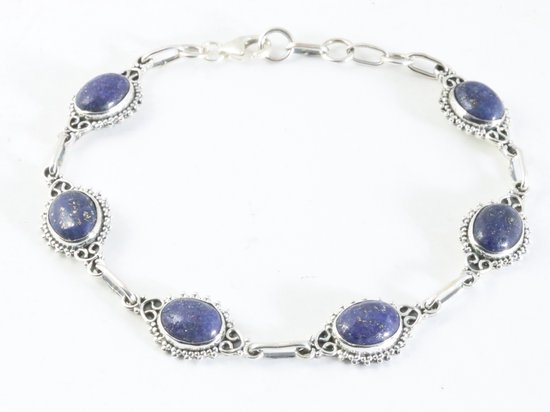 Bracelet en argent finement ciselé avec lapis-lazuli