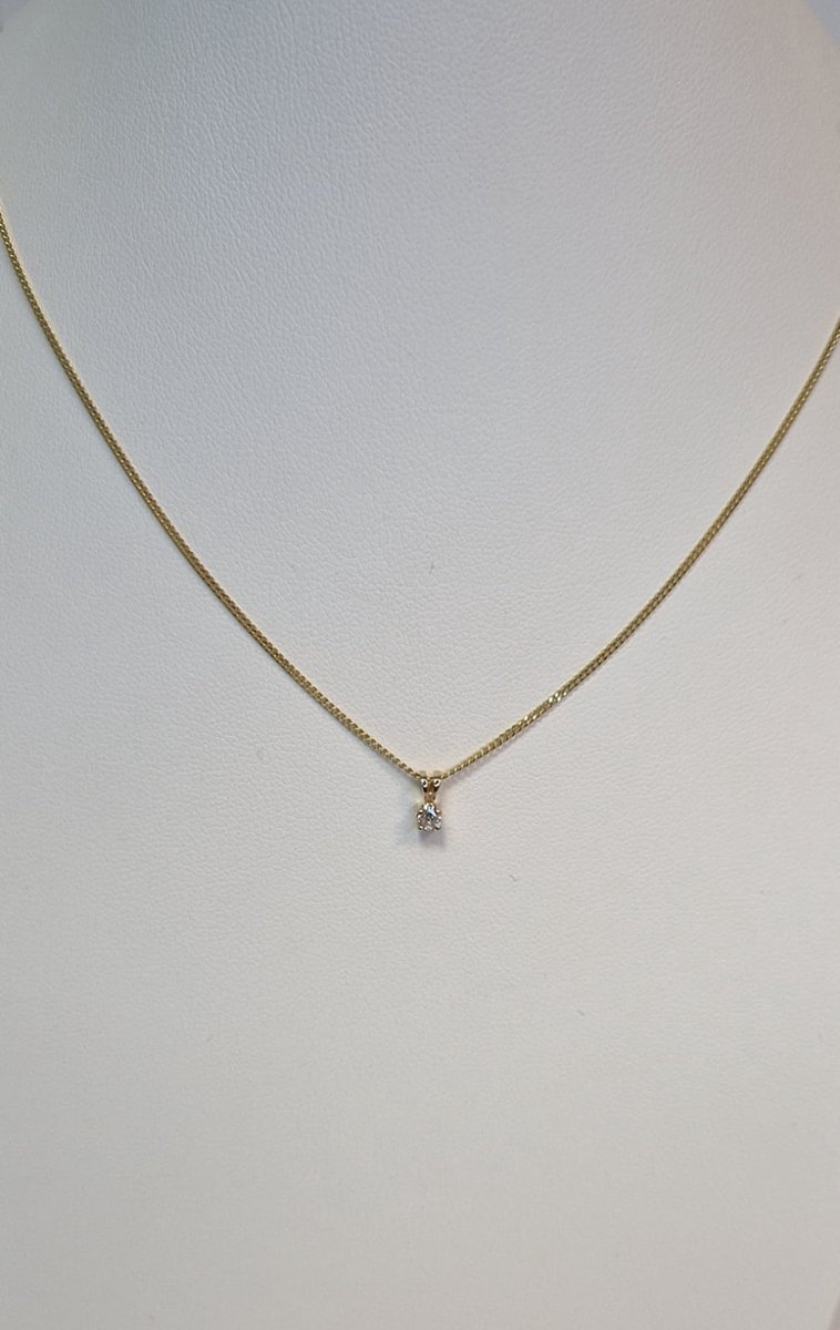 Geelgouden - hanger - 14karaat – diamant - 0.07crt. - uitverkoop Juwelier Verlinden St. Hubert - van €329,= voor €269,=