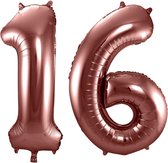 Folat Folie ballonnen - 16 jaar cijfer - brons - 86 cm - leeftijd feestartikelen