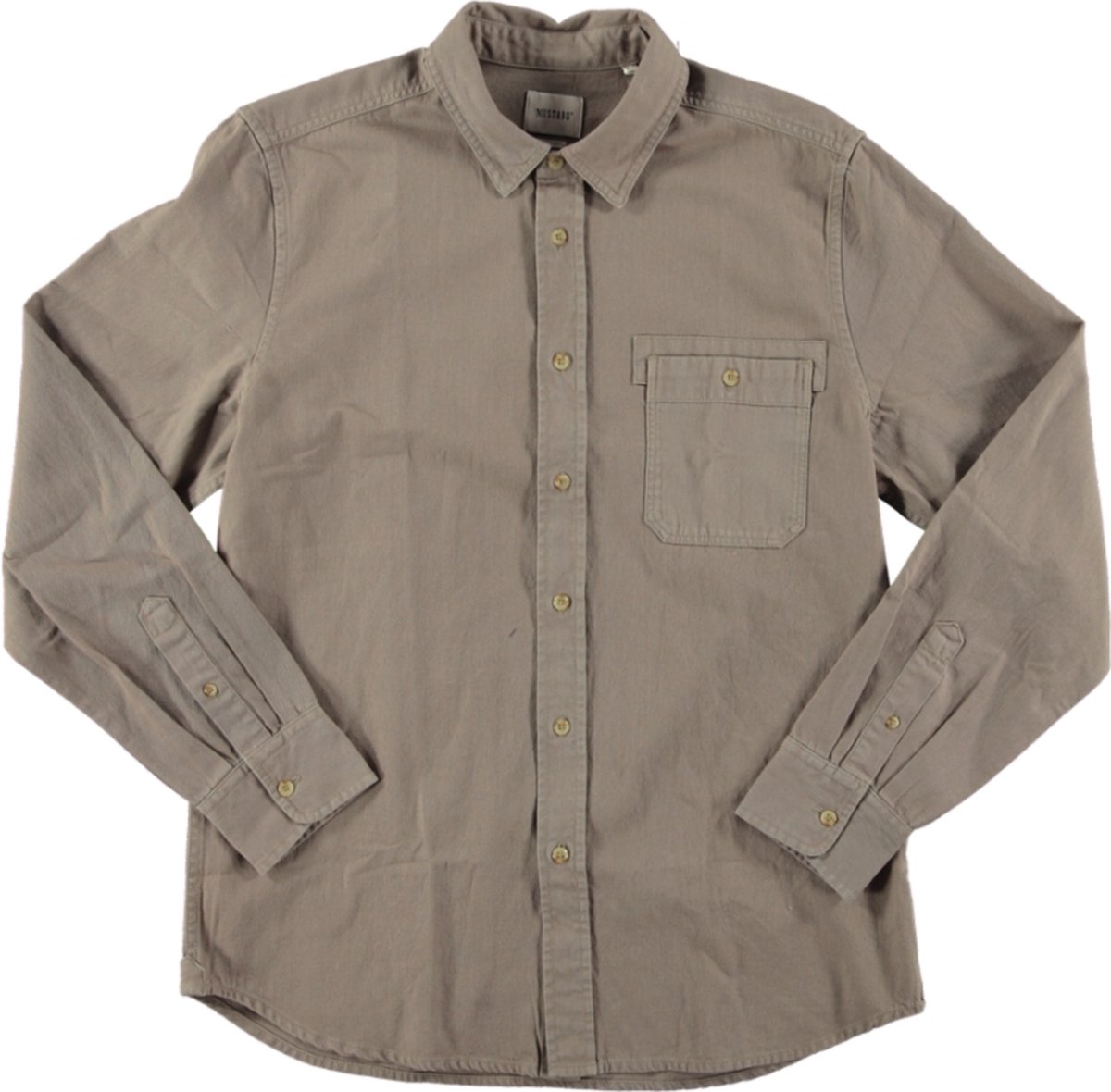 Mustang Clemens overhemd Canvas Wash beige/bruin maat 5 XL