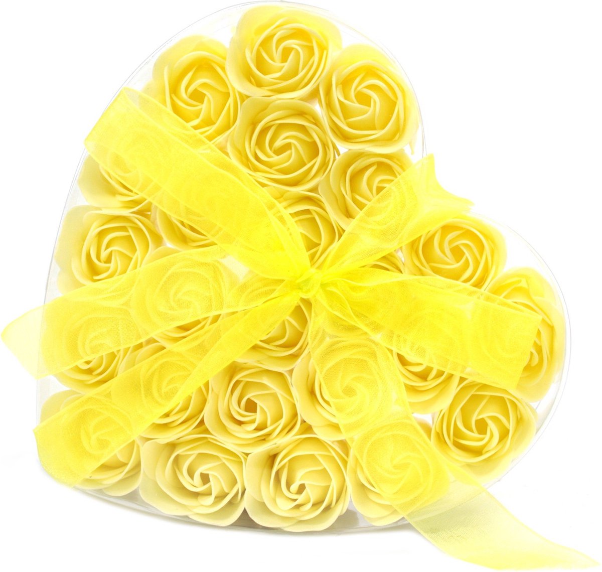 Zendro - Rozen - Zeep Bloemen - 24 stuks - Valentijnsdag cadeau - Luxe Zeep Gele Rozen - Hartvormig Geschenkdoos - Cadeau voor haar - Roos Valentijn - Liefde