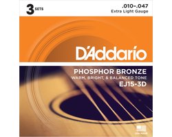 D'Addario EJ15-3D 3-Pack Western Snaren (10-47)