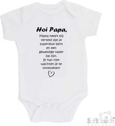 100% katoenen Romper met Tekst "Hoi Papa..." - Wit/zwart - Maat 62/68 Zwangerschap aankondiging - Zwanger - Pregnancy announcement - Baby aankondiging - In verwachting