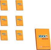 Stick'n sticky notes - 6-pack - 76x51mm, neon oranje, 600 memoblaadjes