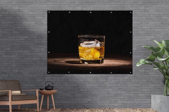 Décoration murale extérieure Whisky - Alcohol - Glas - 160x120 cm - Toile de jardin - Affiche extérieure