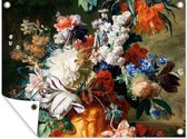 Tuin decoratie Kunst - Oude meesters - Boeket bloemen in een urn - 40x30 cm - Tuindoek - Buitenposter