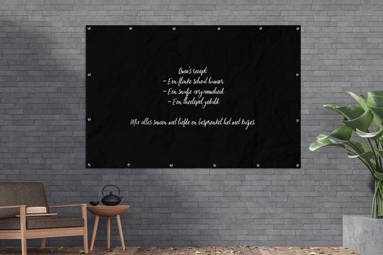 Décoration murale Recette de grand-mère - Cuisine - Citations - Proverbes - Grand-mère - 180x120 cm - Affiche de jardin - Toile de jardin - Affiche d'extérieur