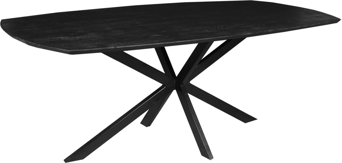 Mangohouten Eettafel Vicenza Black Deens Ovaal 160x90 cm Mahom Industrieel - Dinertafel van Mangohout & Metaal - Industriële Eettafel